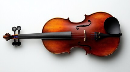 Fototapeta premium Studio Violin Overhead Shot, White Background, Music, Instrument