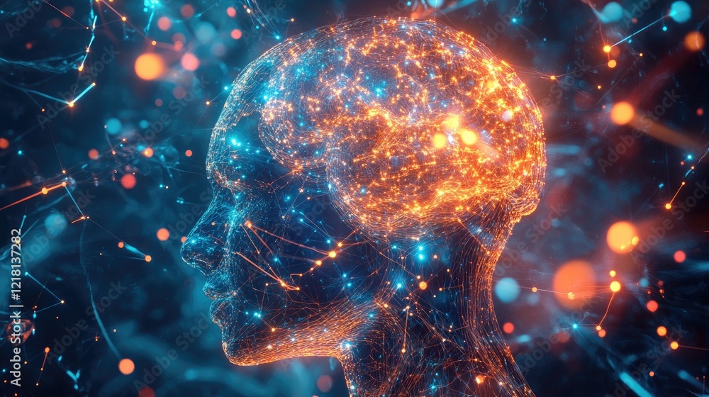 Poster Digital concept of an AI computer system, with glowing components and interconnected data, symbolizing the complex workings of artificial intelligence