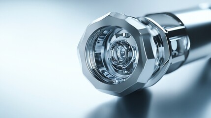 Precision metal connector closeup, studio, reflective background, industrial design