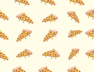 pizza pattern. Pizza seamless pattern. Pizza pattern background. Pizza Slices Pattern background. Pizza seamless pattern for restaurant packaging background. Junk food seamless pattern.