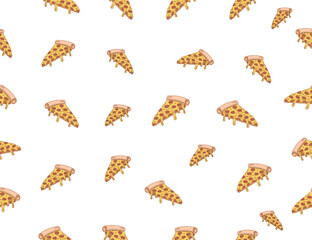 pizza pattern. Pizza seamless pattern. Pizza pattern background. Pizza Slices Pattern background. Pizza seamless pattern for restaurant packaging background. Junk food seamless pattern.