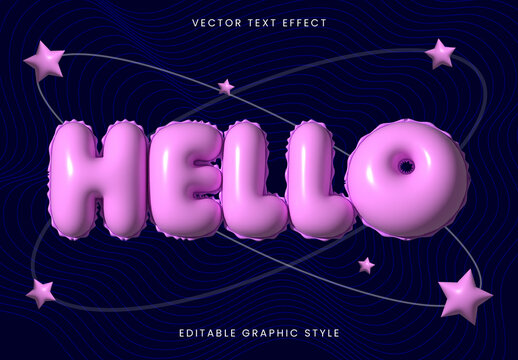 Pink Shiny Globe Inflated Balloon Plastic Text Effect