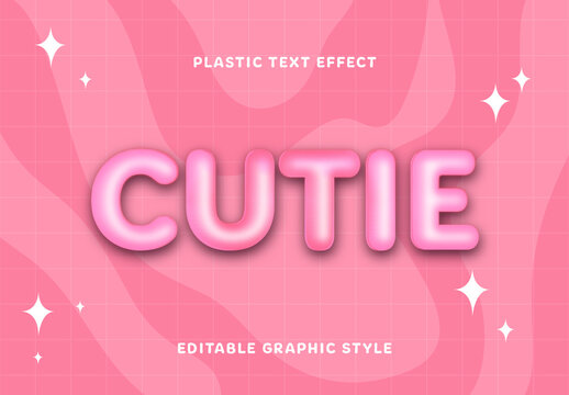 Pink Soft Text Bubble Font Cute Text Globe Font Effect