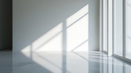 Fototapeta premium Minimalist White Room Sunlight Through Window