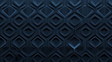 Abstract dark blue geometric hexagonal pattern background texture.