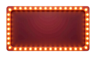 Marquee sign with yellow lights and a red background transparent background