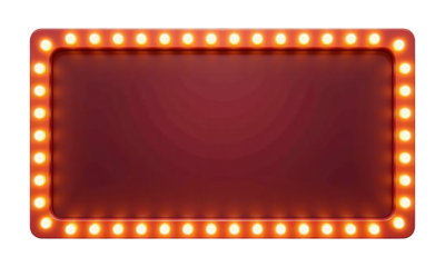 Marquee sign with yellow lights and a red background transparent background