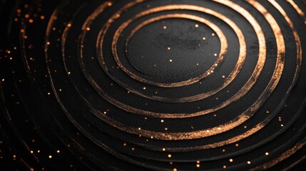Obraz premium Abstract Dark Concentric Circles with Golden Accents
