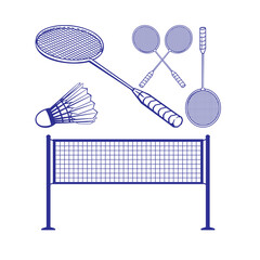 a set of vector images of badminton sports equipment