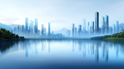 Fototapeta premium Futuristic Cityscape at Dawn