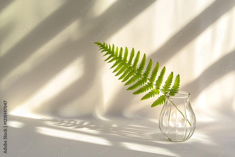 Wall mural Delicate Fern in a Glass Vase - A Peaceful Still Life