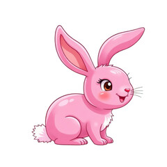 Obraz premium Pink cartoon bunny with striped background, transparent background