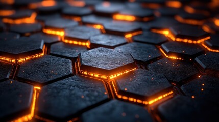 Fototapeta premium Glowing Hexagonal Grid: Abstract Technological Background