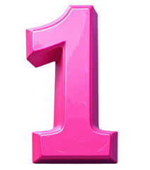 Pink number 1 with transparent background