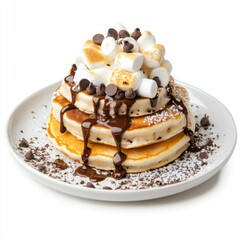 Fluffy pancakes loaded with chocolate chips