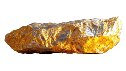 Gold nugget glistening on black, potential wealth symbol