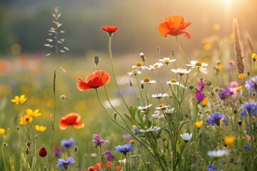Obraz premium field of red poppies flowers