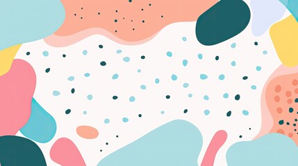 Naklejka premium Abstract colorful shapes and dots on a light background, suitable for design or decoration.
