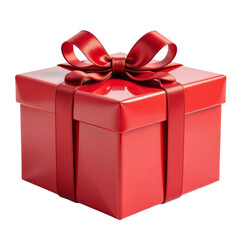 Obraz premium Red gift box with ribbon, transparent background