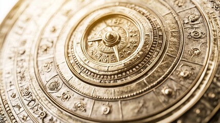 Obraz premium Celestial sphere, gold, close-up, intricate detail, sunlit background, astrology concept