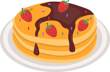 World Pancake Day. Isolated on White Background. Vector Illustration in Cartoon Style.