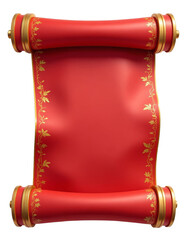 Red scroll with gold details and transparent background