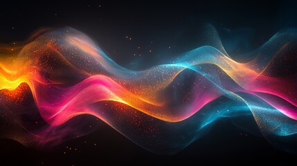 Obraz premium Abstract Colorful Waves Flowing With Sparkling Particles