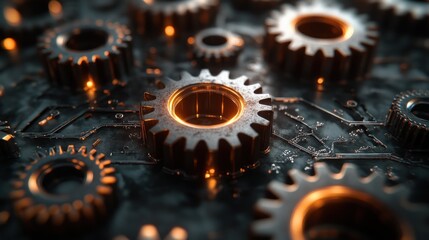 Intricate Machinery: Gears Interlocking in a Technological Marvel