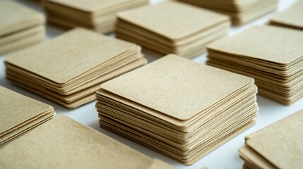 Kraft Coasters Stacked on White Background for Business