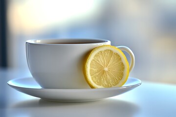 Invigorating Lemon Tea in a White Cup