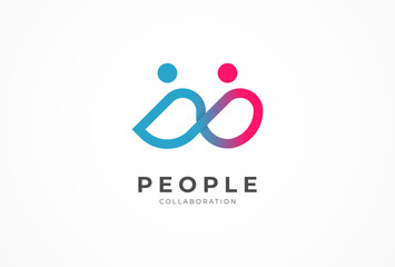People logo design, two human Logo with gradient color, human logo design template, vector illustration