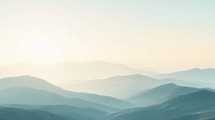 Fototapeta premium Misty mountain sunrise landscape, serene nature scene, peaceful background