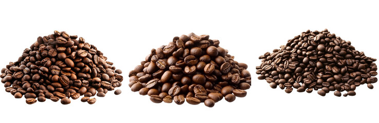  Pile of coffee beans isolated on transparent background PNG