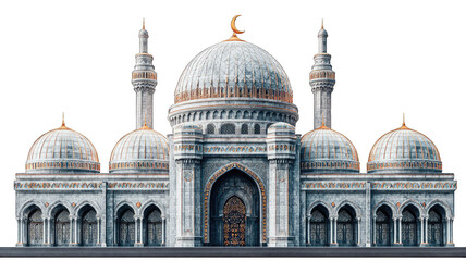 Obraz premium Grand mosque exterior, clear sky, potential architectural render
