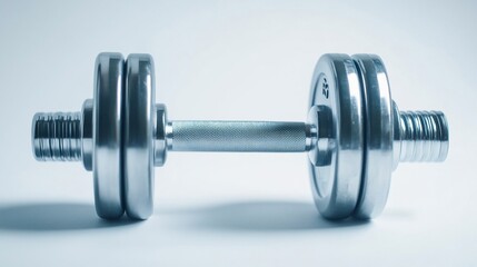 Chrome dumbbell studio shot, fitness, weightlifting, exercise, healthy lifestyle, gym