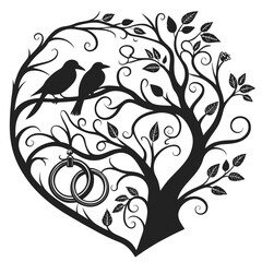 Valentine Elements Icon Set Silhouette Vector Illustration