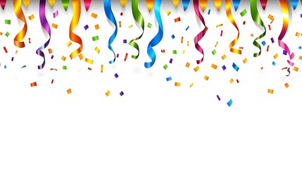 Colorful ribbons and confetti celebrate a festive occasion
