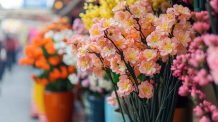 Blossom booth celebrating the lunar new year festivity