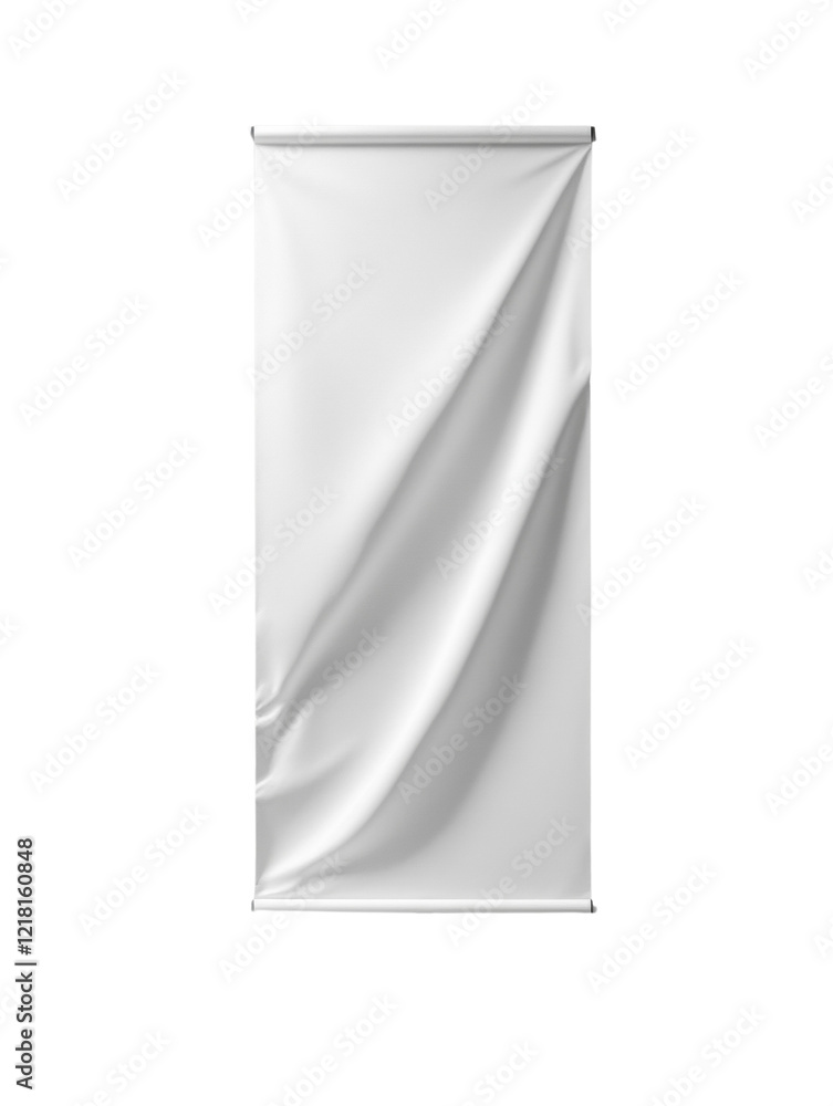 Aufkleber a digitally rendered image showcases a white fabric banner mockup with wrinkles and folds, ideal for