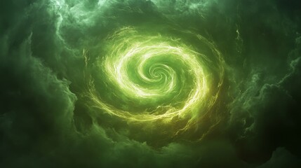 Green Energy Swirling Vortex Nebula Cosmic Abstract