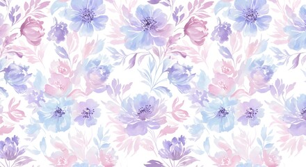Elegant watercolor floral patterns in pastel shades, seamless and intricate, ideal for backgrounds