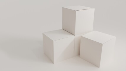 Obraz premium A three-dimensional packaging design featuring a white cube structure.