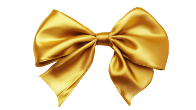 Gold bow tie on transparent background