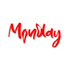 Handwritten Monday Text Art Red Colored 