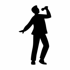 silhouette of person singing with mic