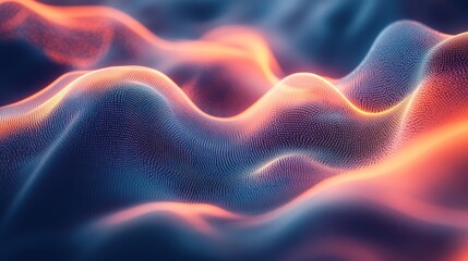 Abstract Wavy Landscape Of Orange And Blue Dots