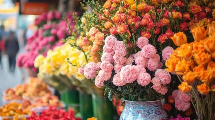 Blossom booth celebrating the lunar new year festivity