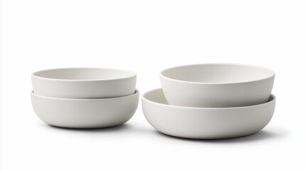 Stacked grey bowls, studio shot, white background, food photography