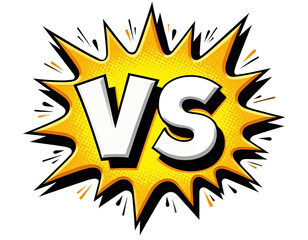White VS text on orange burst transparent background