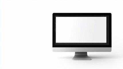 Fototapeta premium Blank desktop screen, white background, studio shot, mockup